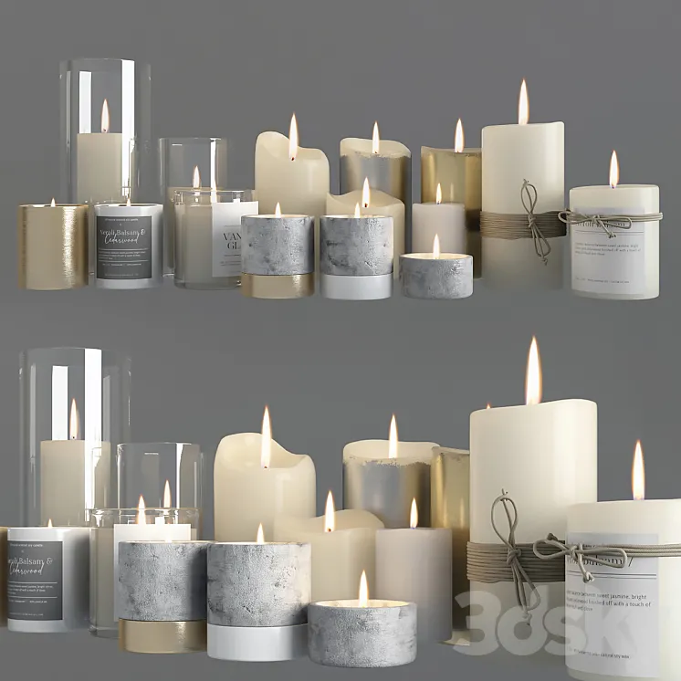 Candle Set 3DS Max Model