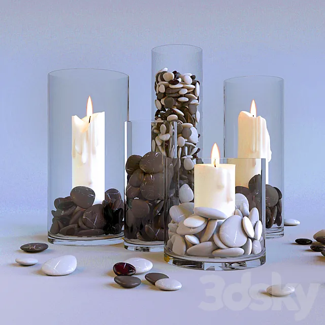 candles in glass flasks 3DS Max Model