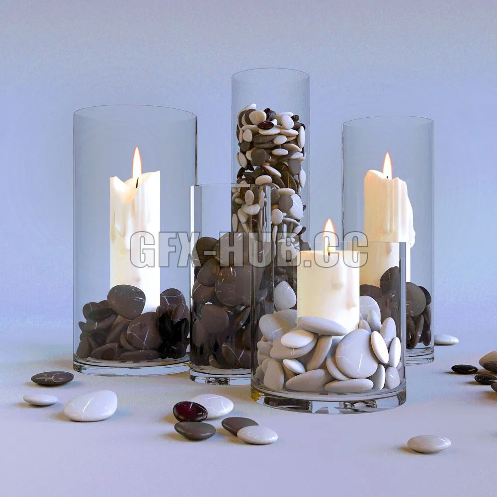 Candles in glass flasks 3dsMax Model