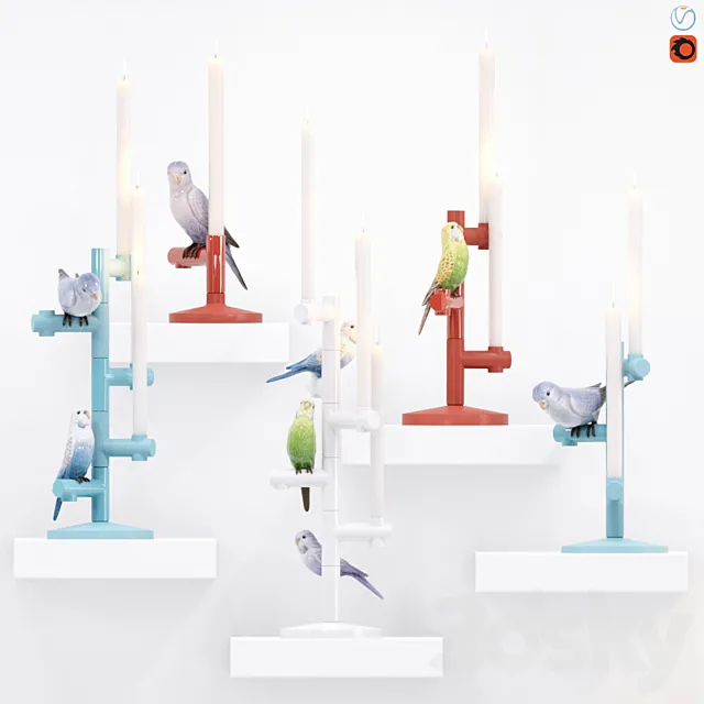 Candlesticks “The Parrot Party” 3DSMax File