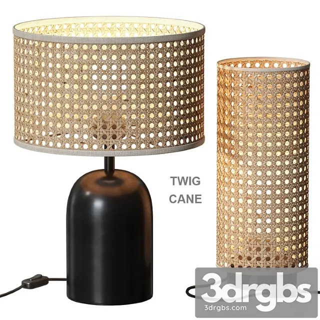 Cane table lamp with rattan keria