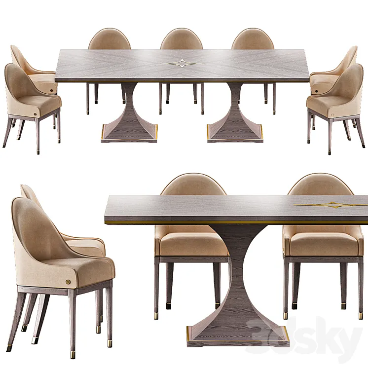 CANNES Montenapoleone Chairs and ROYAL Montenapoleone Tables 3DS Max