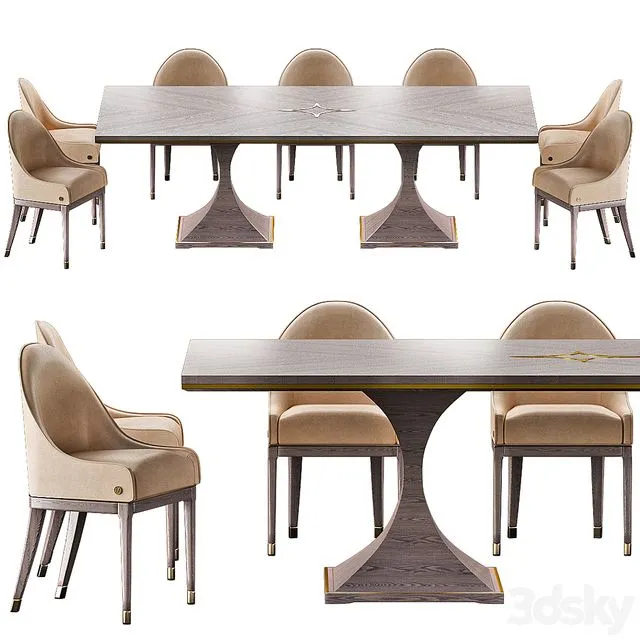 CANNES Montenapoleone Chairs and ROYAL Montenapoleone Tables 3dsMax Model