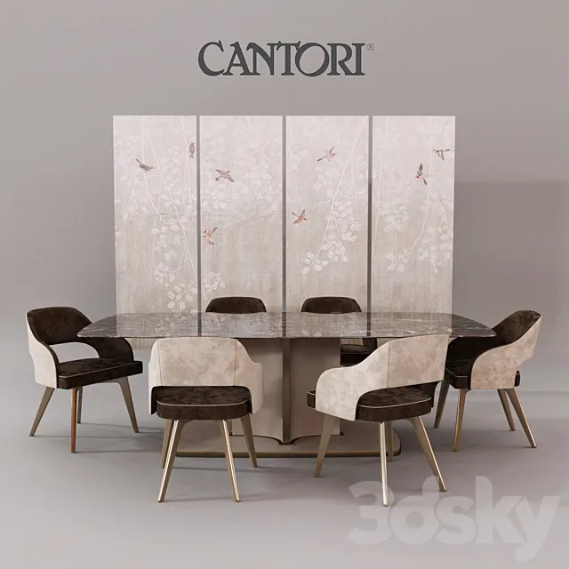 Cantori Adria chair and Voyage Tables 3ds Max