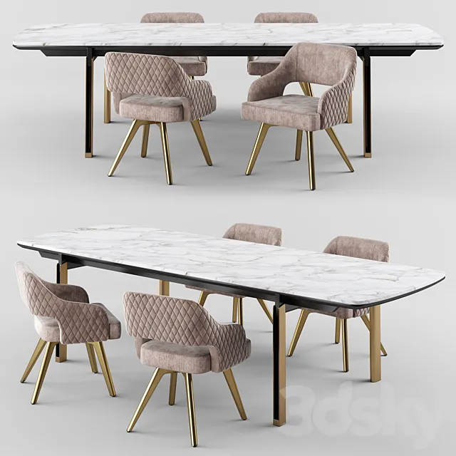 Cantori MIRAGE Rectangular table_ADRIA chair 3ds Max