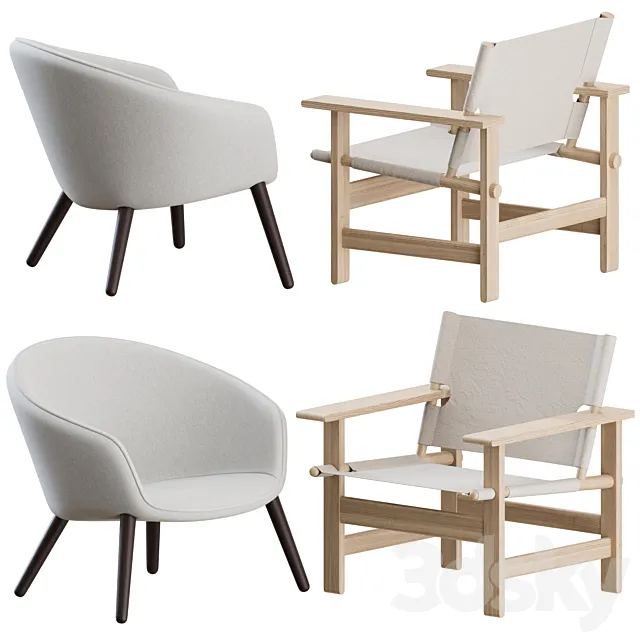 Canvas + Ditzel Lounge Chairs by Fredericia 3DS Max Model