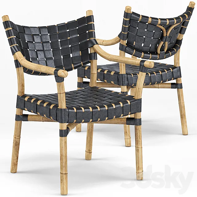 Canyon Leather And Rattan Chair 3DS Max Model