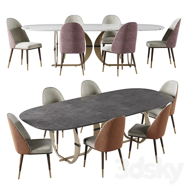 Capital Collection CONVIVIO Oval dining table and Chair 3DSMax File