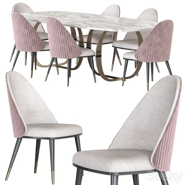 Capital Collection Convivio Table and Diva Chair Dining Set 3dsMax Model