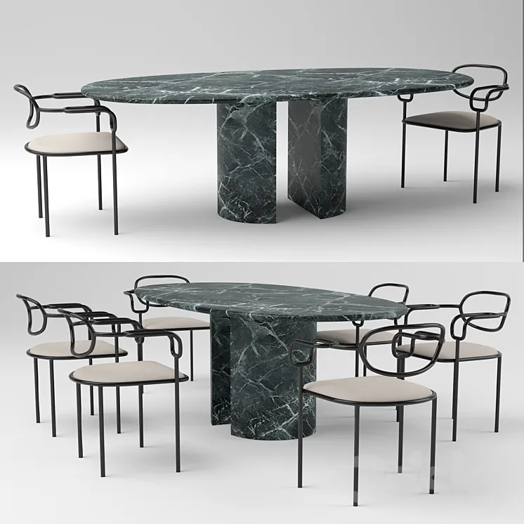 Cappellini 01 chair and Cappellini Dolmen table 3DS Max