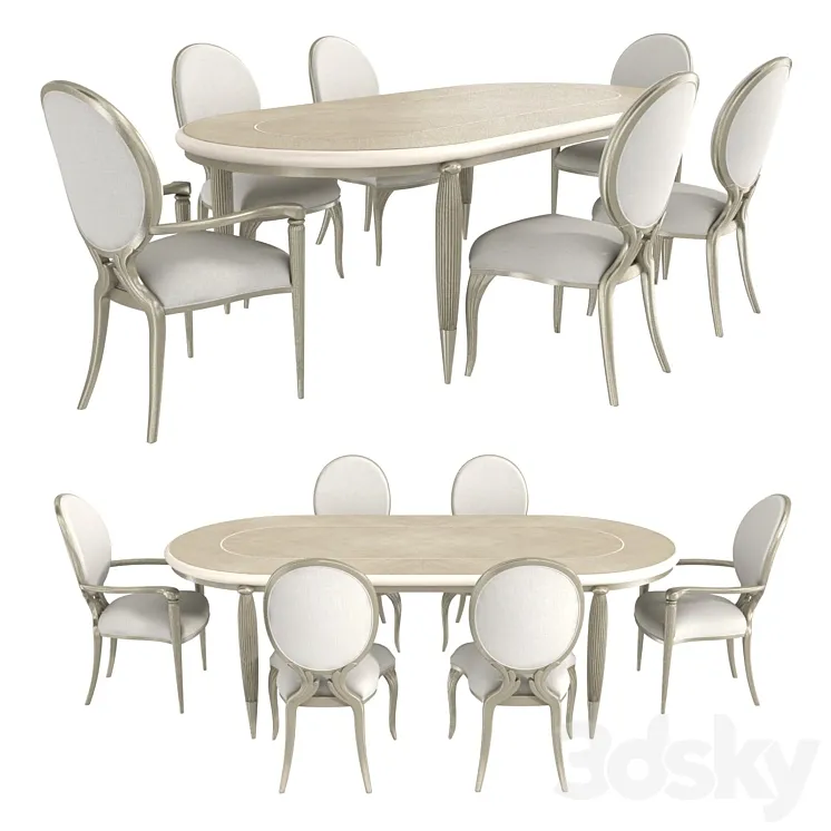 Caracole Lilian Dining table and chairs 3DS Max Model