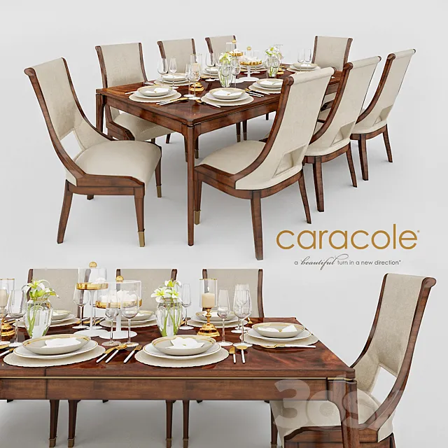 Caracole Open Invitation Dining Table & Caracole In Good Company Dining Chair 3DSMax File