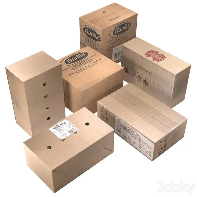 Cardboard boxes (low poly) 3dsMax Model