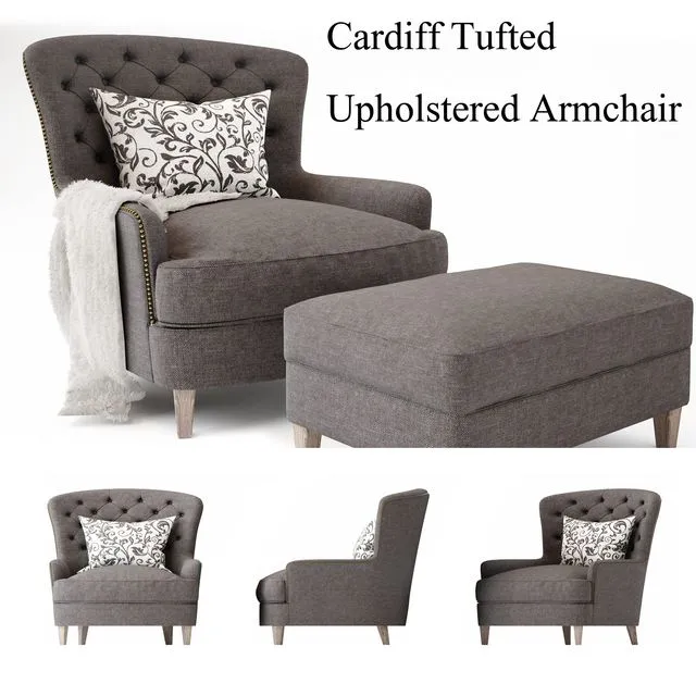 Cardiff Tufted Upholstered Armchair Melford Royal Vintage 3dsMax Model