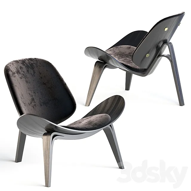 Carl Hansen CH07 Shell Chair Lounge Chair black 3ds Max