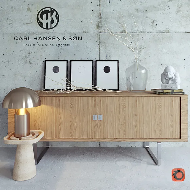 Carl Hansen Credenza decor set 3ds Max