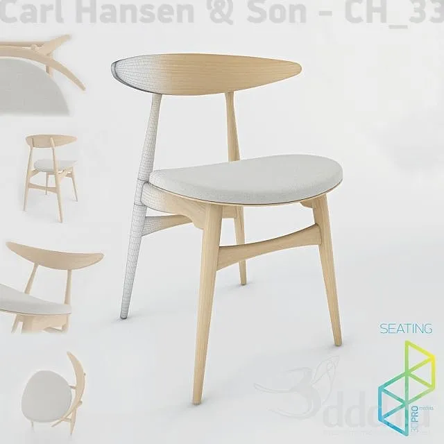 Carl Hansen&Son CH_33 chair 3ds Max