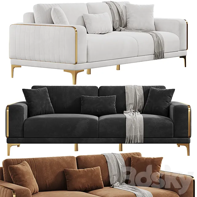 Carlino Living Room Sleeper Sofa Set by Bellona 3DS Max Model