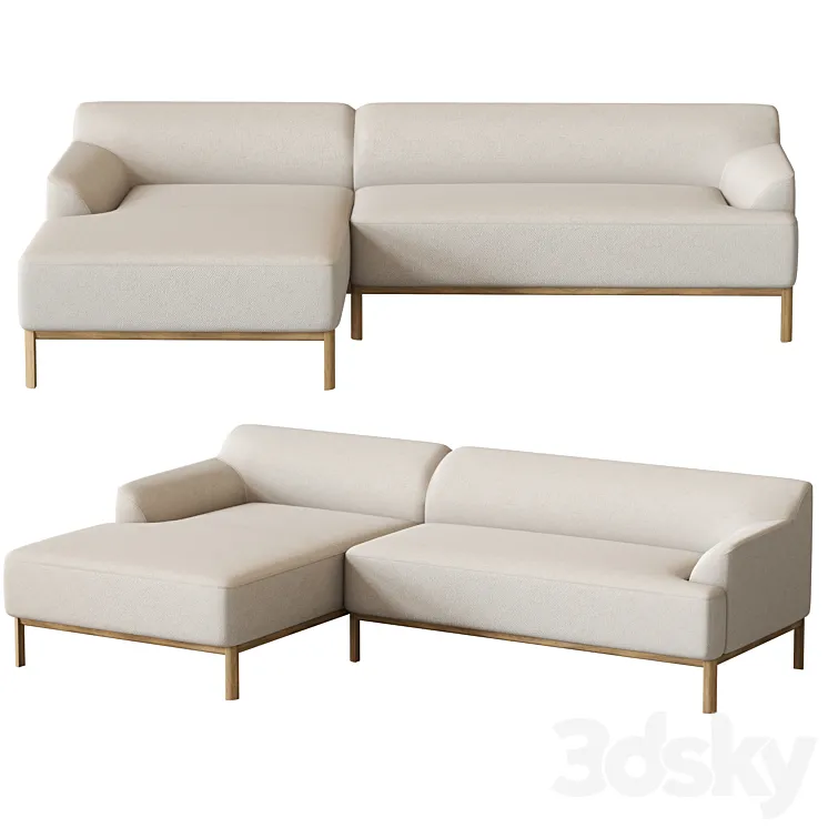 Caro Sofa 3 seater with chaise longue 3DS Max Model
