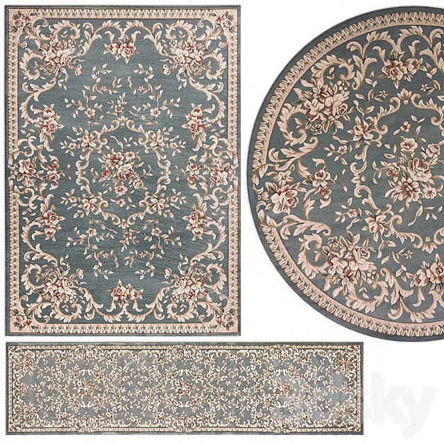 Carpet Avalon 5602 Slate Blue Aubusson Rug Set 3DS Max Model