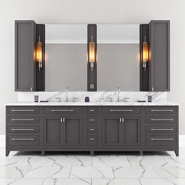 Carrara Marble Double Bathroom Furniture 3DSMax File