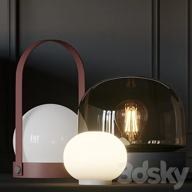 Carrie Stone and Mini Glo-Ball T Table Lamps 3DS Max Model