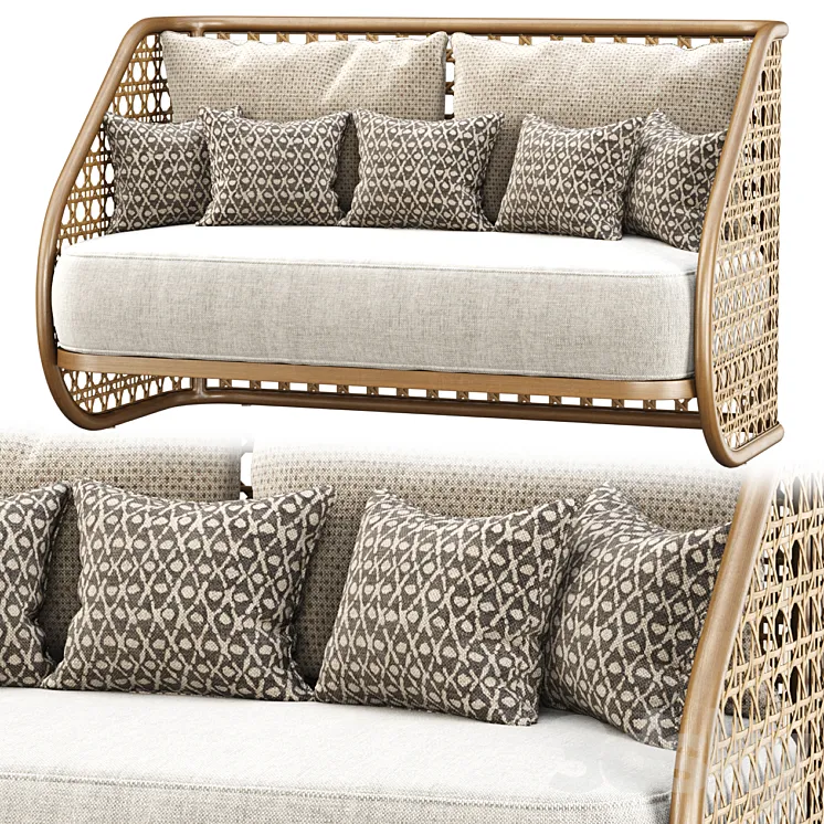 Carry rattan loveseat SA11 \/ Double rattan sofa 3DS Max