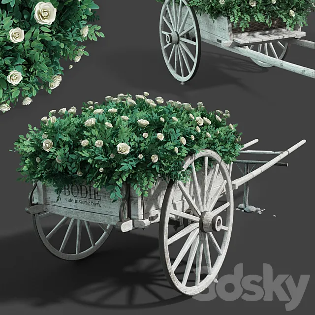 Cart with flowers 3DS Max Model