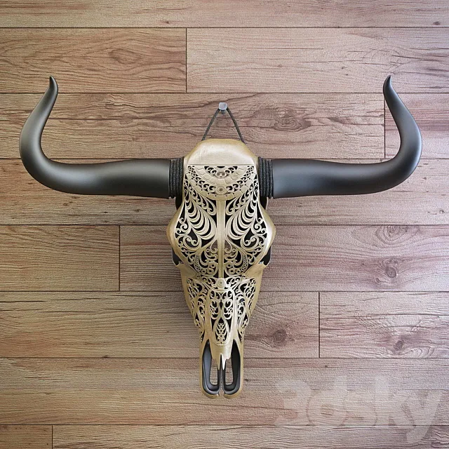 Carved cow skull 3ds Max