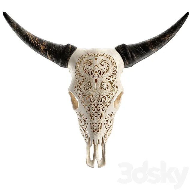 Carved cow skull 3DS Max Model