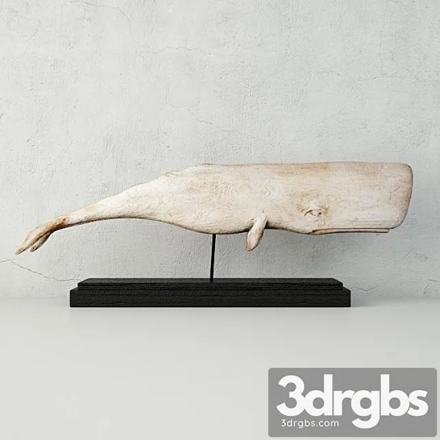 Carved Wood White Sperm Whale Folk Art 3dsmax Download