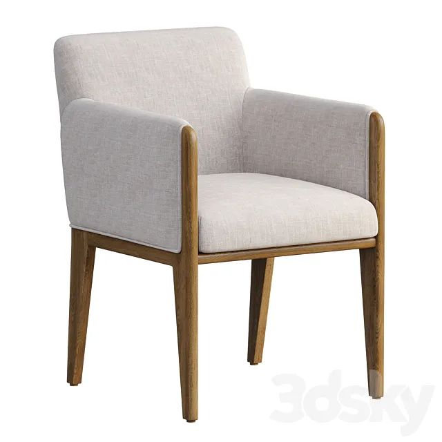 Casa Viva Ivory White Upholstered Dining Armchair 3ds Max