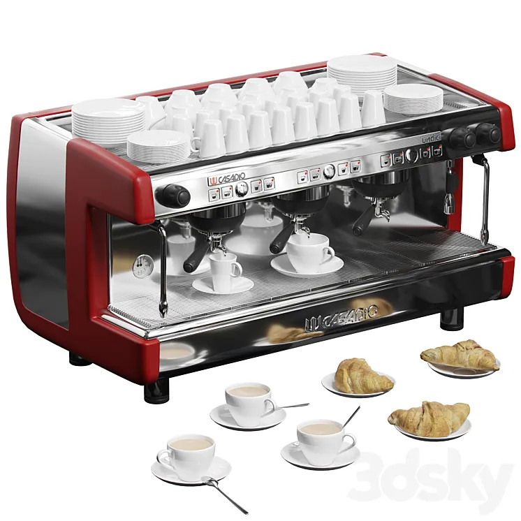 Casadio Undici A3 coffee machine with croissants 3DS Max