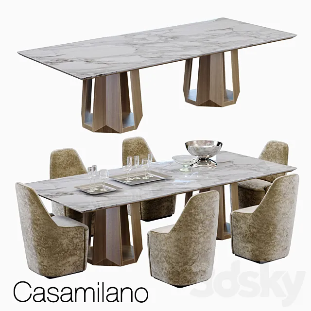 casamilano kandinsky table with charlotte chair 3ds Max