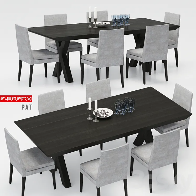Casamilano table with chairs PAT Flexform 3DS Max