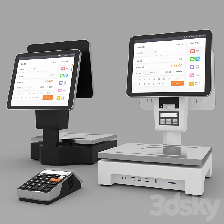 cashier with QR code scanner 3DS Max