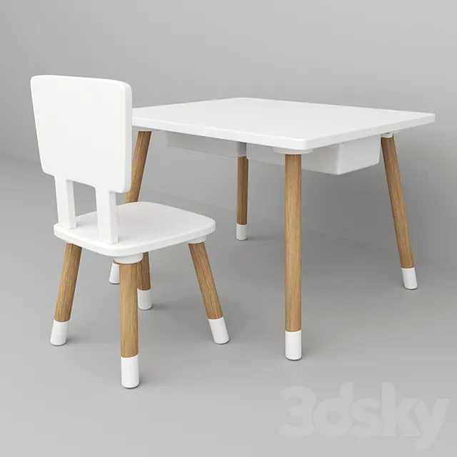 Casper table and classic chair 3ds Max