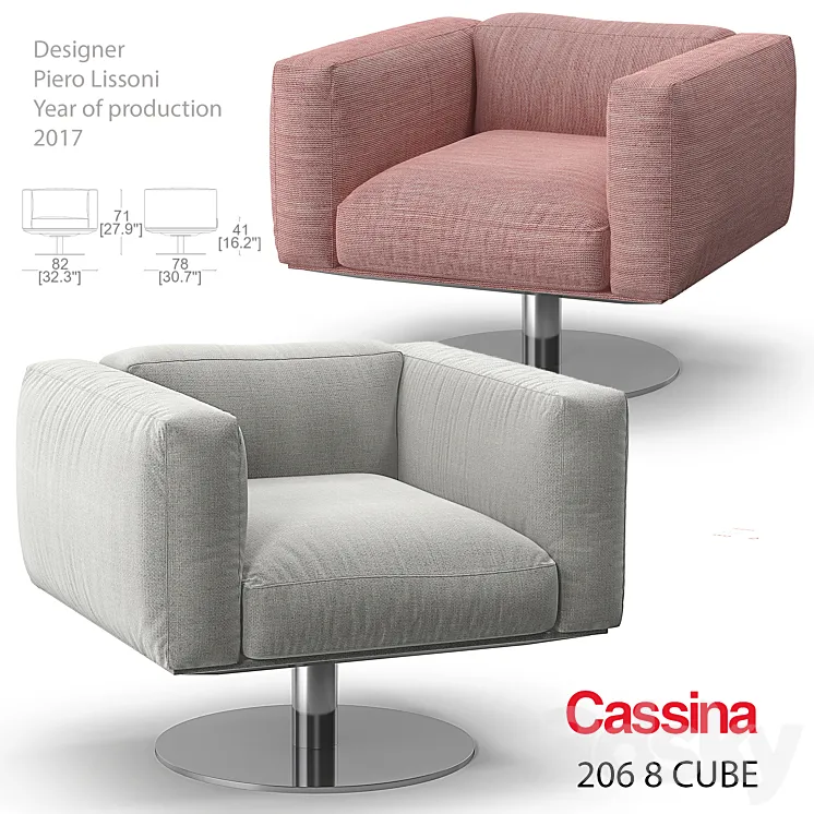 Cassina 206 8 Cube armchair 3DS Max