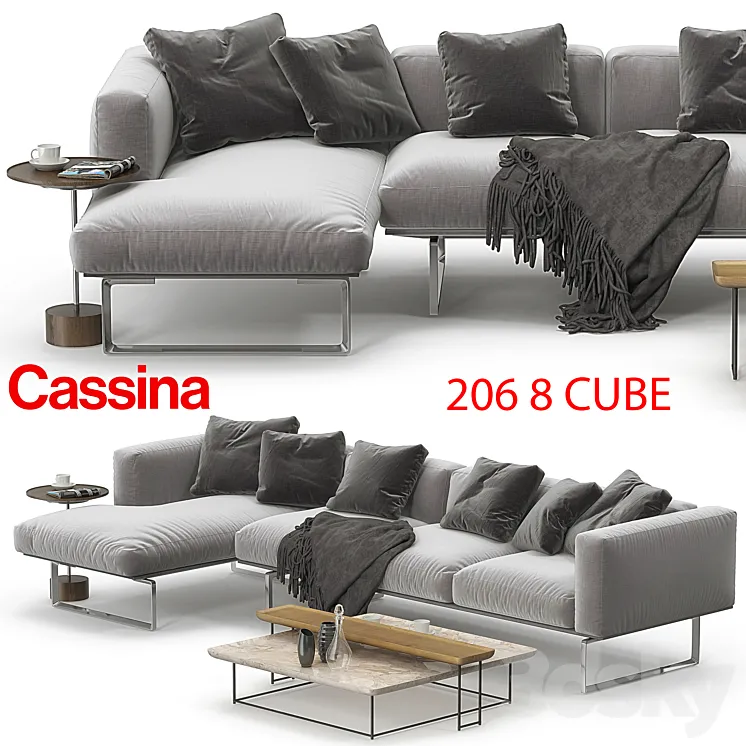 Cassina 206 8 CUBE sofa corner set 3DS Max