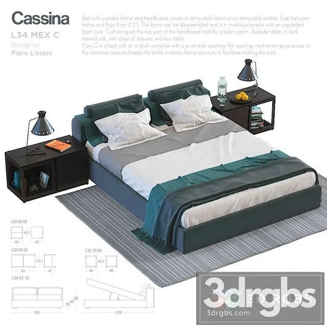Cassina L34 Mex C Bed 3dsmax Download
