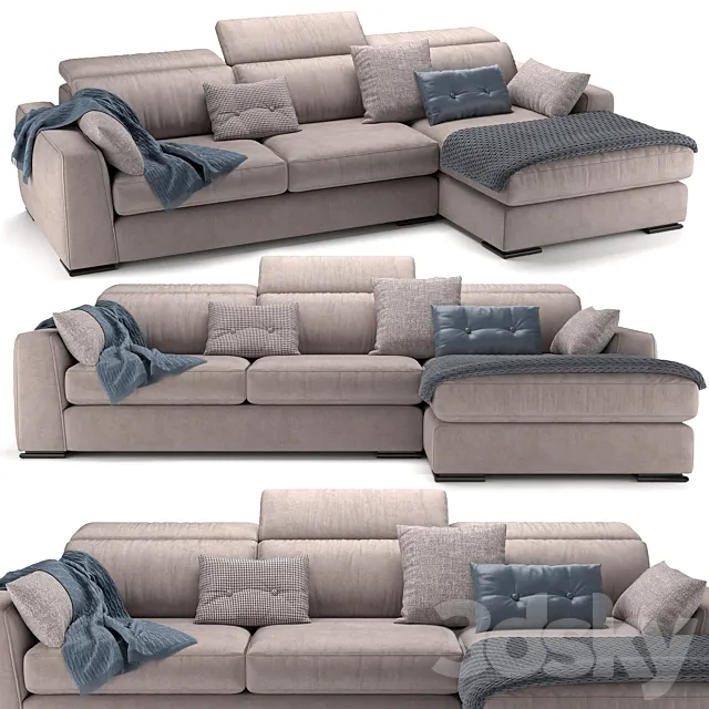 Cast chaise longue 3 seater maxi – Calligaris 3ds Max