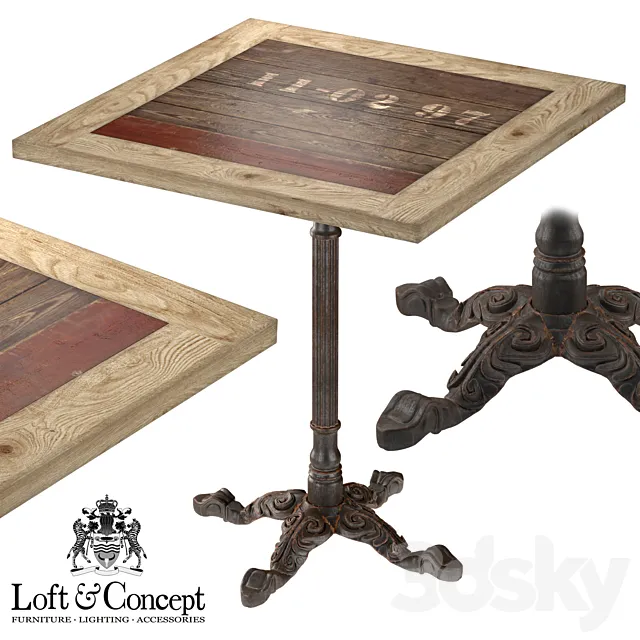 CAST IRON AND LARCH RESTAURANT TABLE SQUARE 3DS Max Model