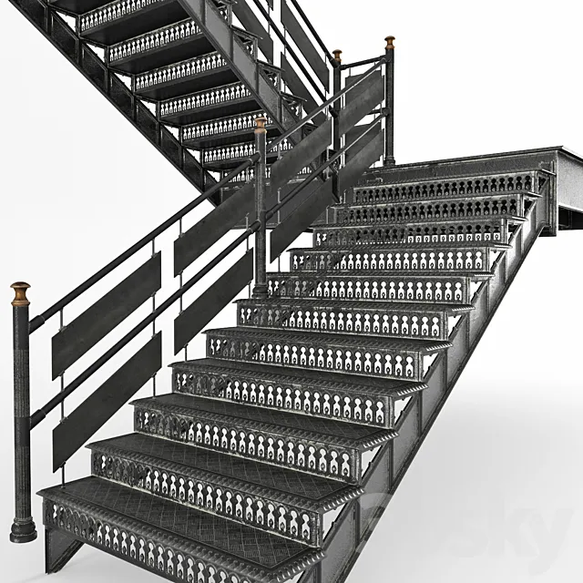 cast-iron staircase 3ds Max