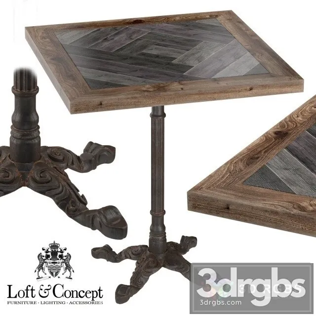 Cast Iron Wood Restaurant Table Square 3dsmax Download