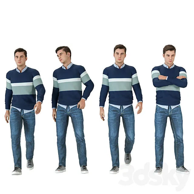 Casual Men 04 Poses 3ds Max