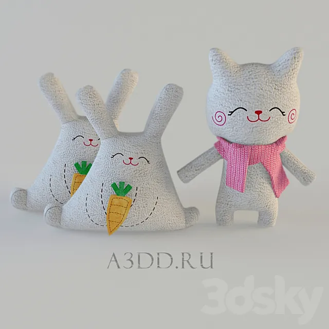 Cat and bunnies 3DS Max Model