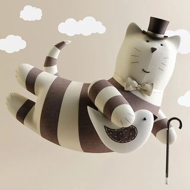 Cat with bird toy 3dsMax Model