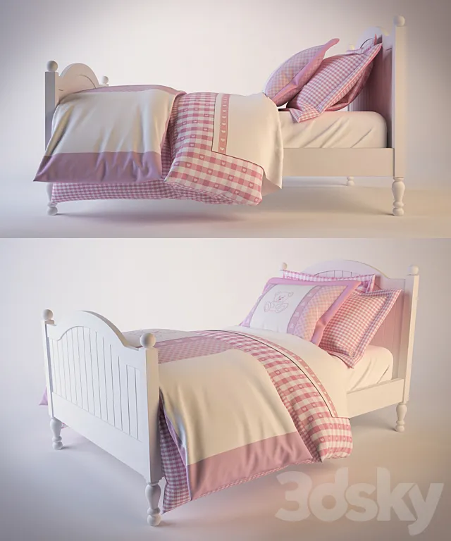 Catalina Bed Trundle & with pink linen 3DSMax File