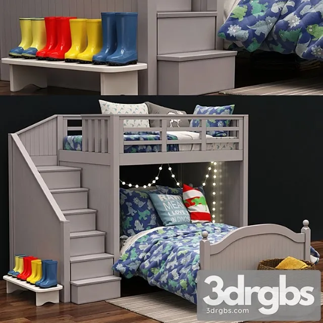 Catalina Stair Loft Bed Lower Bed Set by Pottery Barn Kids 3dsmax Download