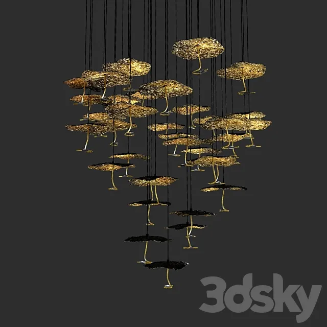 Catellani and smith gold moon chandelier 3ds Max